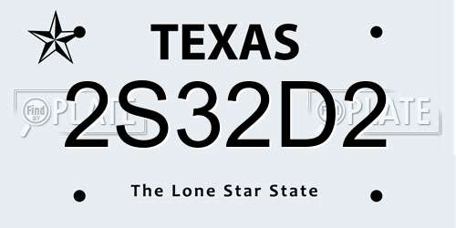 2S32D2 Texas License Plate