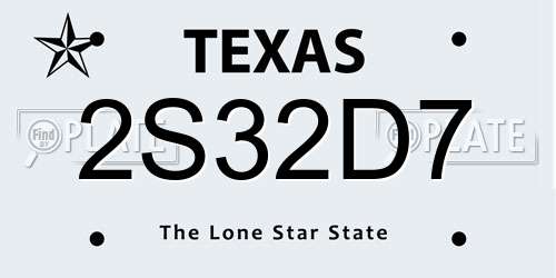 2S32D7 Texas License Plate