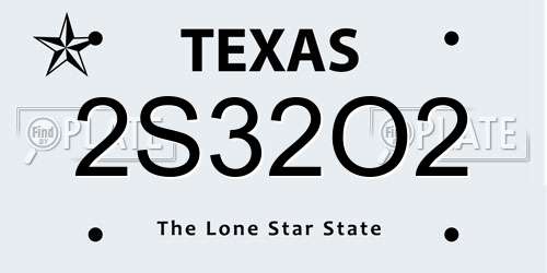 2S32O2 Texas License Plate