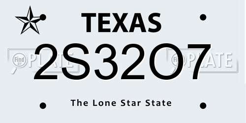 2S32O7 Texas License Plate