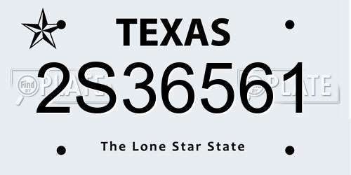 2S36561 Texas License Plate
