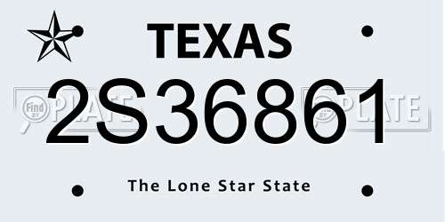 2S36861 Texas License Plate