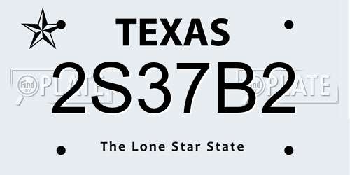 2S37B2 Texas License Plate