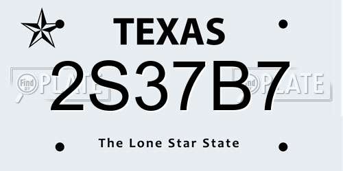 2S37B7 Texas License Plate