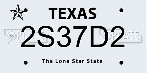 2S37D2 Texas License Plate