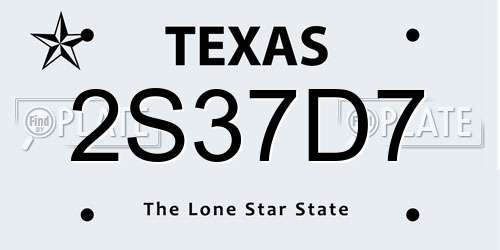2S37D7 Texas License Plate