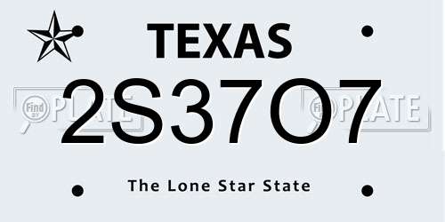 2S37O7 Texas License Plate