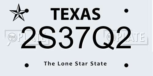 2S37Q2 Texas License Plate