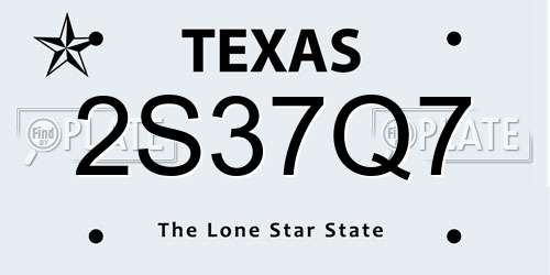 2S37Q7 Texas License Plate