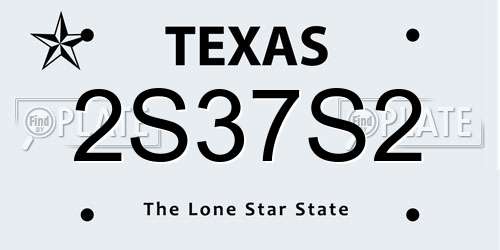 2S37S2 Texas License Plate