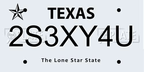 2S3XY4U Texas License Plate