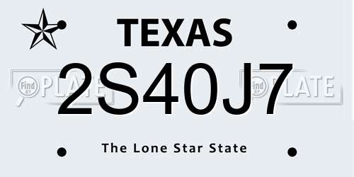 2S40J7 Texas License Plate