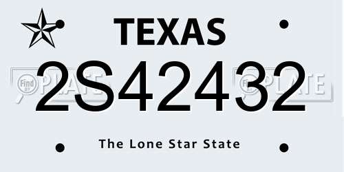 2S42432 Texas License Plate