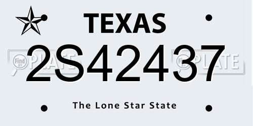 2S42437 Texas License Plate