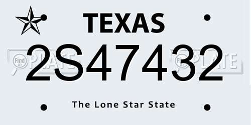 2S47432 Texas License Plate