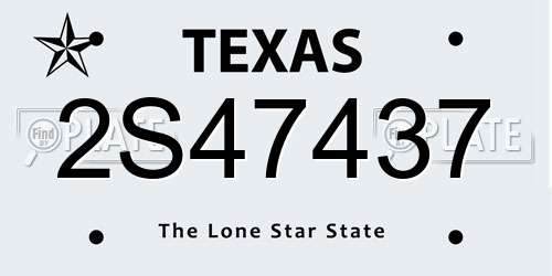 2S47437 Texas License Plate