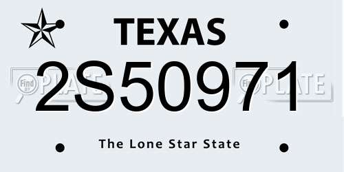 2S50971 Texas License Plate