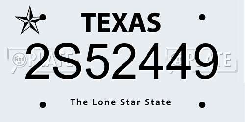 2S52449 Texas License Plate