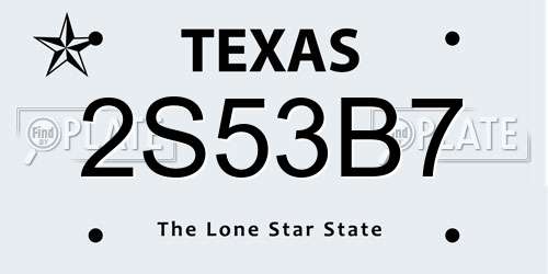 2S53B7 Texas License Plate