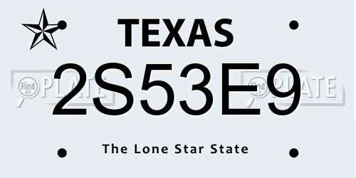 2S53E9 Texas License Plate