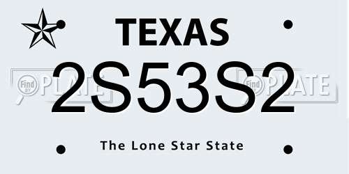 2S53S2 Texas License Plate