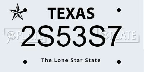 2S53S7 Texas License Plate