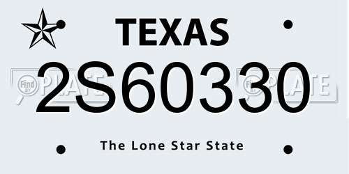 2S60330 Texas License Plate