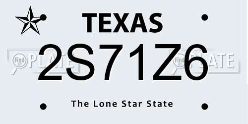 2S71Z6 Texas License Plate