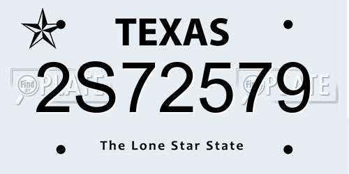 2S72579 Texas License Plate