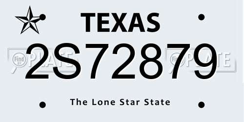 2S72879 Texas License Plate