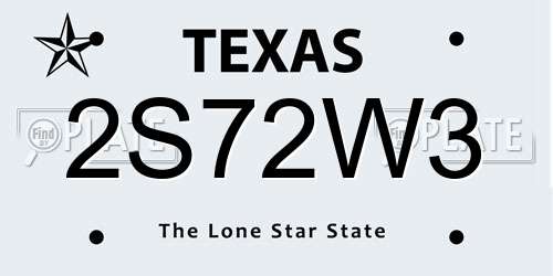 2S72W3 Texas License Plate