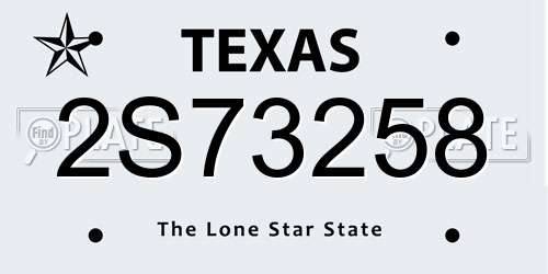 2S73258 Texas License Plate