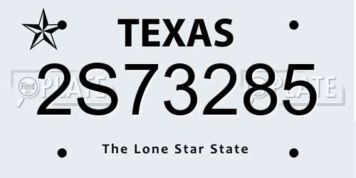2S73285 Texas License Plate