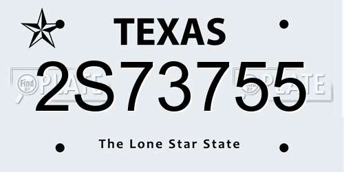 2S73755 Texas License Plate