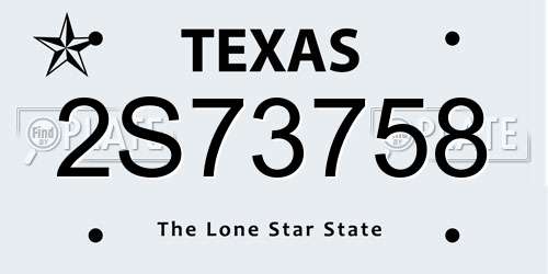 2S73758 Texas License Plate