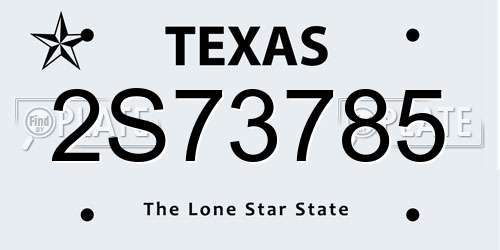 2S73785 Texas License Plate