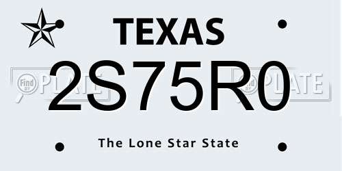 2S75R0 Texas License Plate