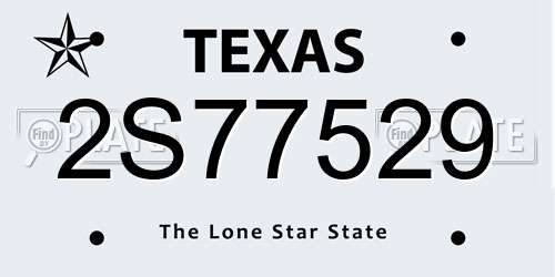 2S77529 Texas License Plate