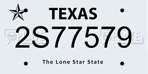 2S77579 Texas License Plate