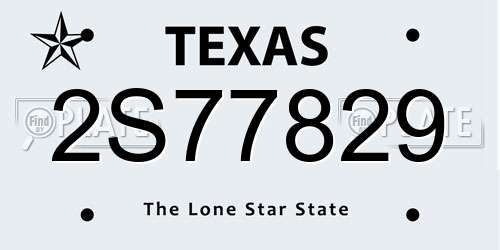 2S77829 Texas License Plate