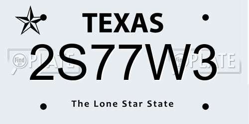 2S77W3 Texas License Plate