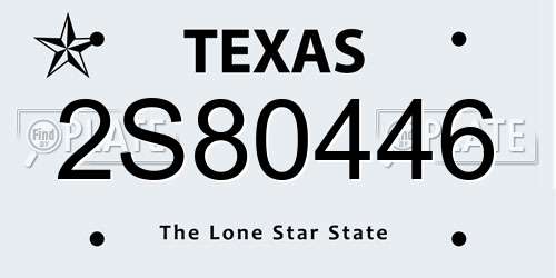2S80446 Texas License Plate
