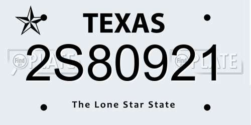 2S80921 Texas License Plate