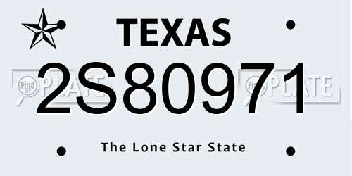 2S80971 Texas License Plate