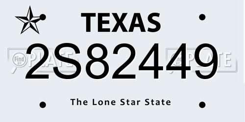 2S82449 Texas License Plate