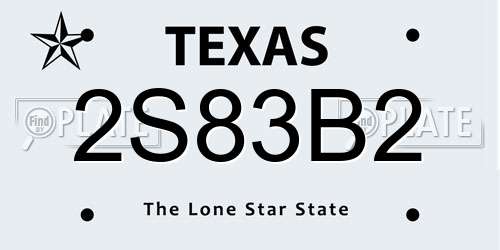 2S83B2 Texas License Plate