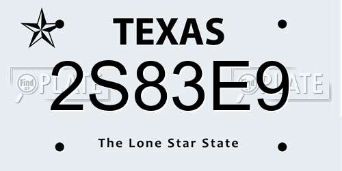 2S83E9 Texas License Plate