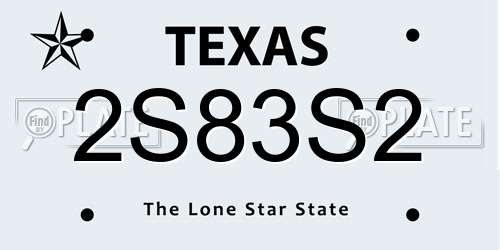 2S83S2 Texas License Plate