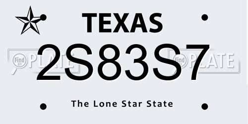 2S83S7 Texas License Plate