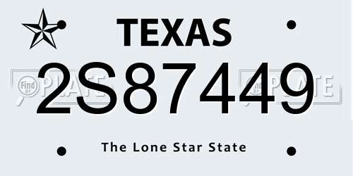 2S87449 Texas License Plate
